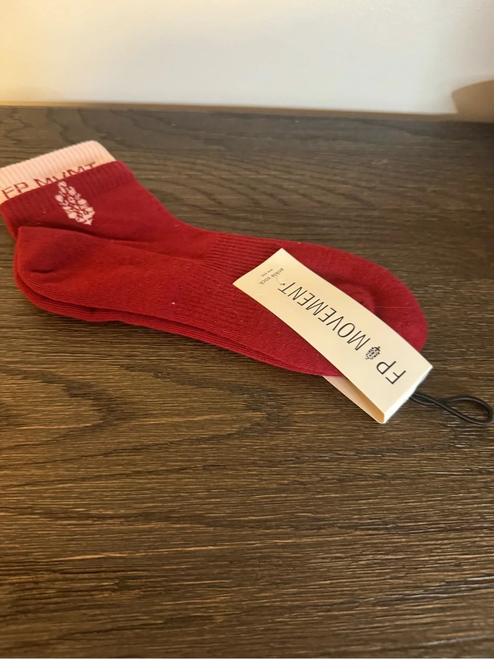 NWT Free People Movement Quarter Crew Court Socks in Red & Pink